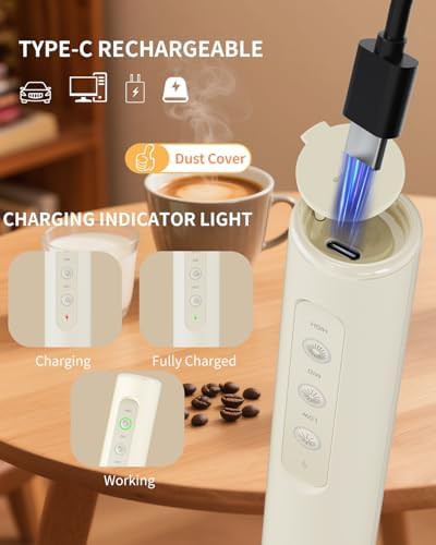 Circle Joy 3-speed rechargeable milk frother in beige — photo 4