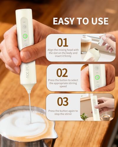 Circle Joy 3-speed rechargeable milk frother in beige — photo 5
