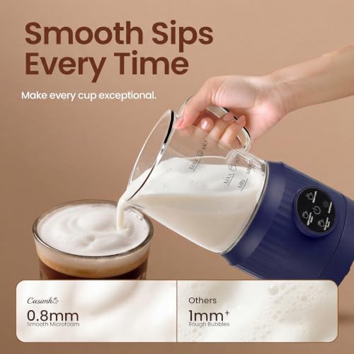 Navy blue ceramic lining milk frother and warmer — photo 3
