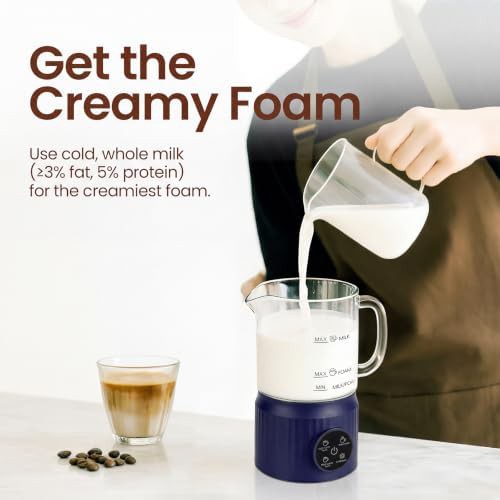 Navy blue ceramic lining milk frother and warmer — photo 5