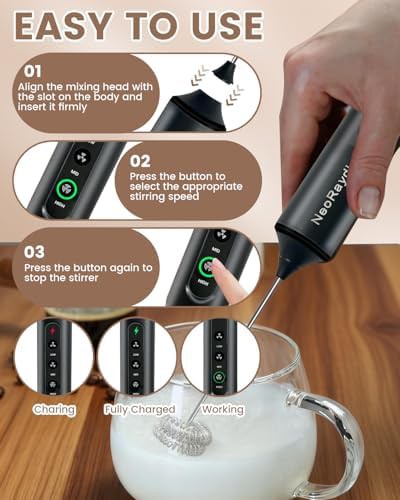Black handheld frother wand with stand — photo 5