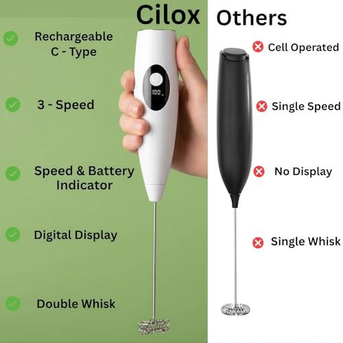 Jinegvi rechargeable handheld milk frother white — photo 4