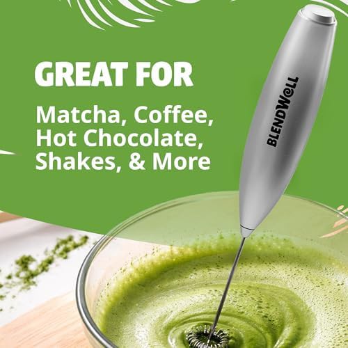 Silver handheld matcha milk frother with stand — photo 3