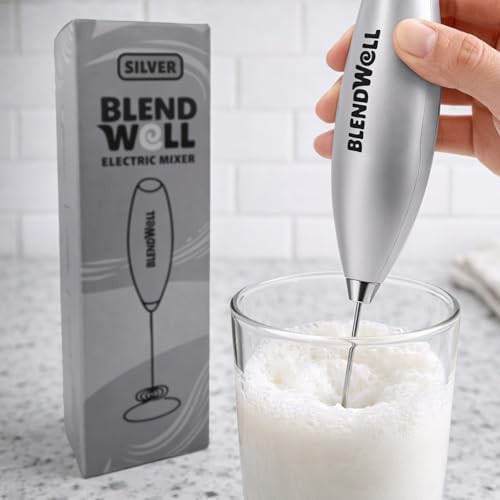 Silver handheld matcha milk frother with stand — photo 5