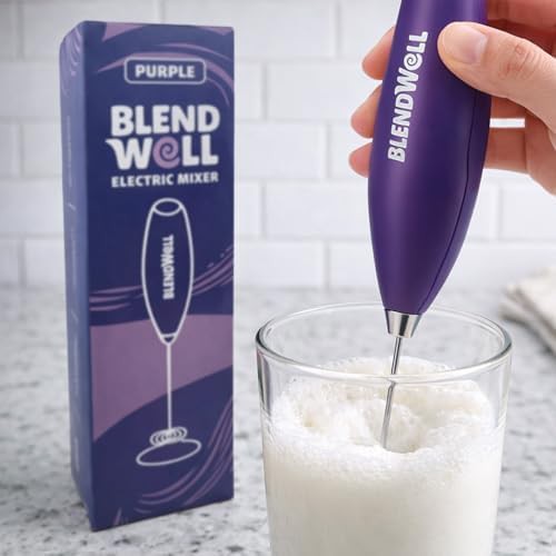 Purple handheld matcha milk frother with stand — photo 5