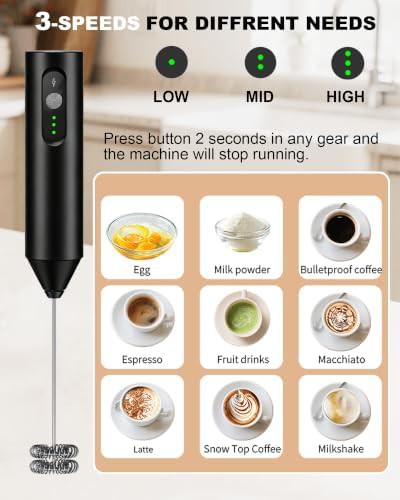 Soenglyun 3-speed rechargeable handheld milk frother — photo 3