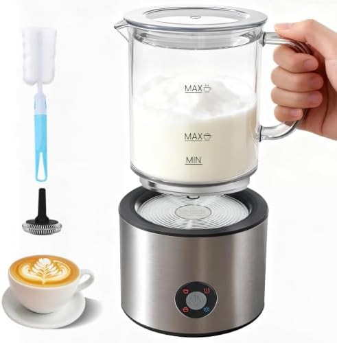 Detachable glass milk frother in brilliant silver