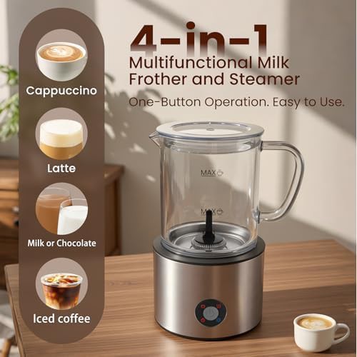Detachable glass milk frother in brilliant silver — photo 3