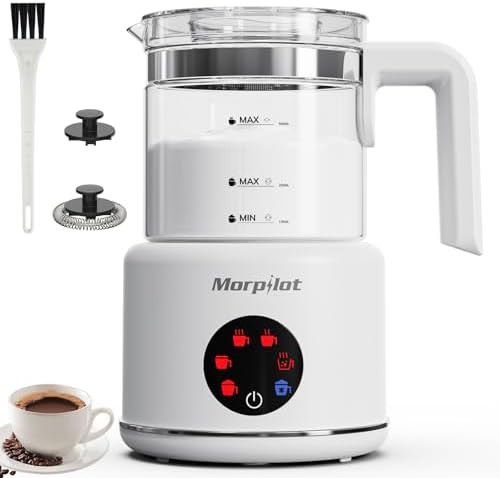 Large automatic milk steamer in white glass