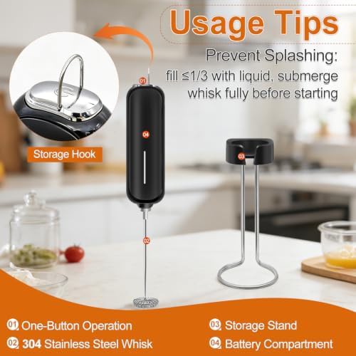 Handheld battery operated frother with stand — photo 3