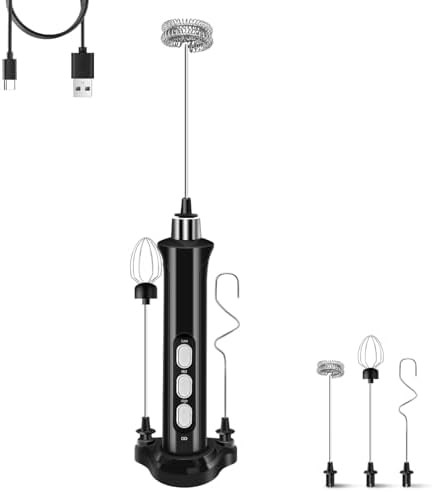 Rechargeable three speed frother with base