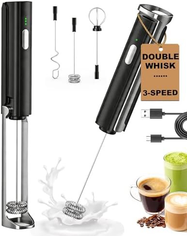 Black Rechargeable Frother with Storage Stand