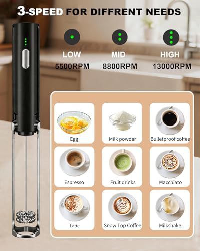 Black Rechargeable Frother with Storage Stand — photo 3