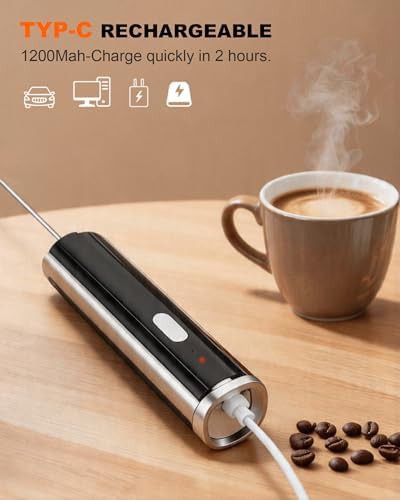 Black Rechargeable Frother with Storage Stand — photo 5