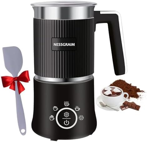 Black automatic 350ml milk steamer frother