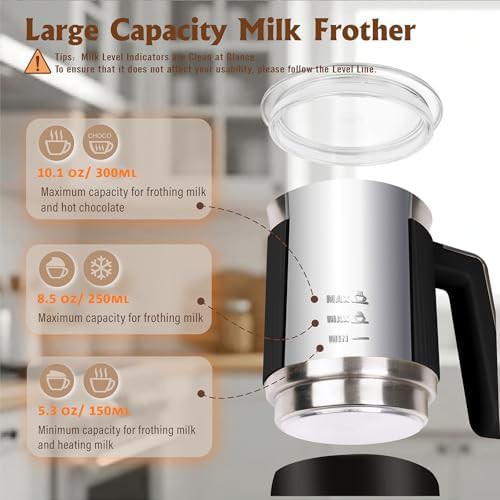 Black automatic 350ml milk steamer frother — photo 4