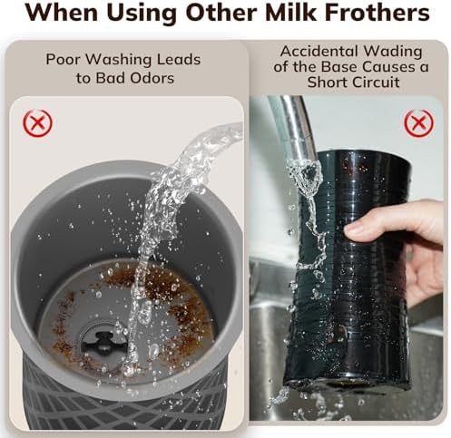Large automatic milk frother in white glass — photo 3