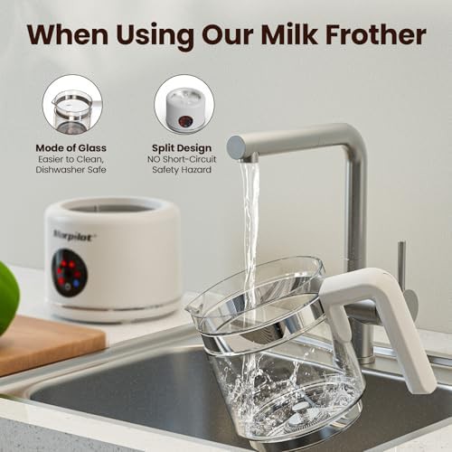 Large automatic milk frother in white glass — photo 4