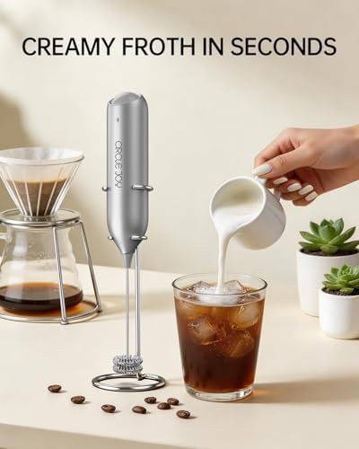 Silver handheld milk frother with detachable wand — photo 5