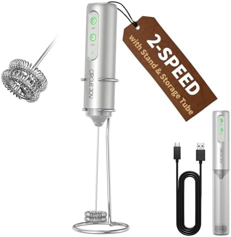 Silver two speed rechargeable milk frother