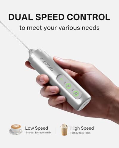 Silver two speed rechargeable milk frother — photo 4
