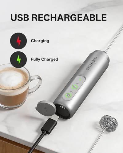 Silver two speed rechargeable milk frother — photo 5