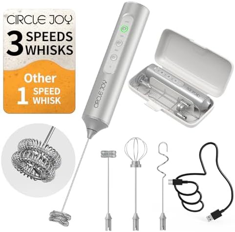 Circle Joy 3-speed rechargeable milk frother in silver