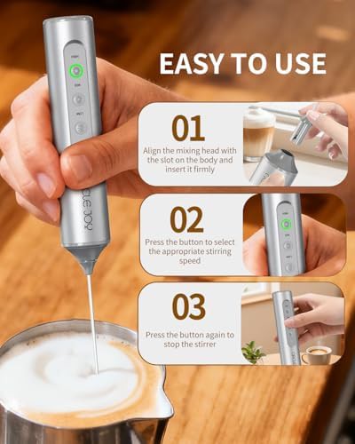 Circle Joy 3-speed rechargeable milk frother with stand in silver — photo 5