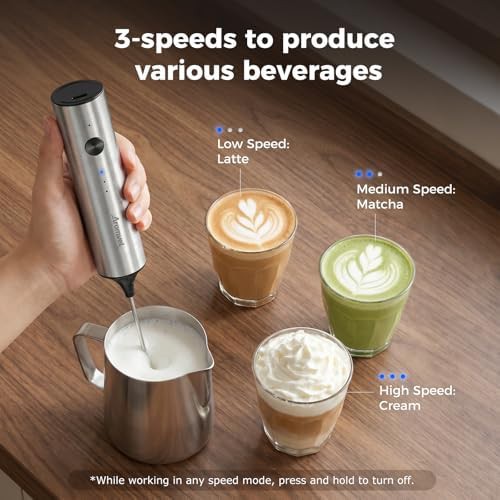 Rechargeable three speed handheld coffee frother — photo 3