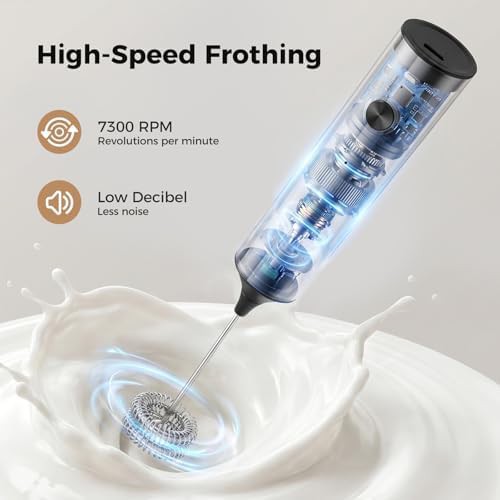 Rechargeable three speed handheld coffee frother — photo 4