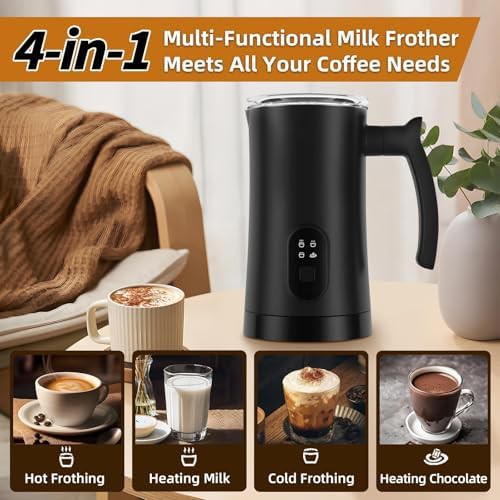 Black automatic electric milk frother 350ml — photo 4