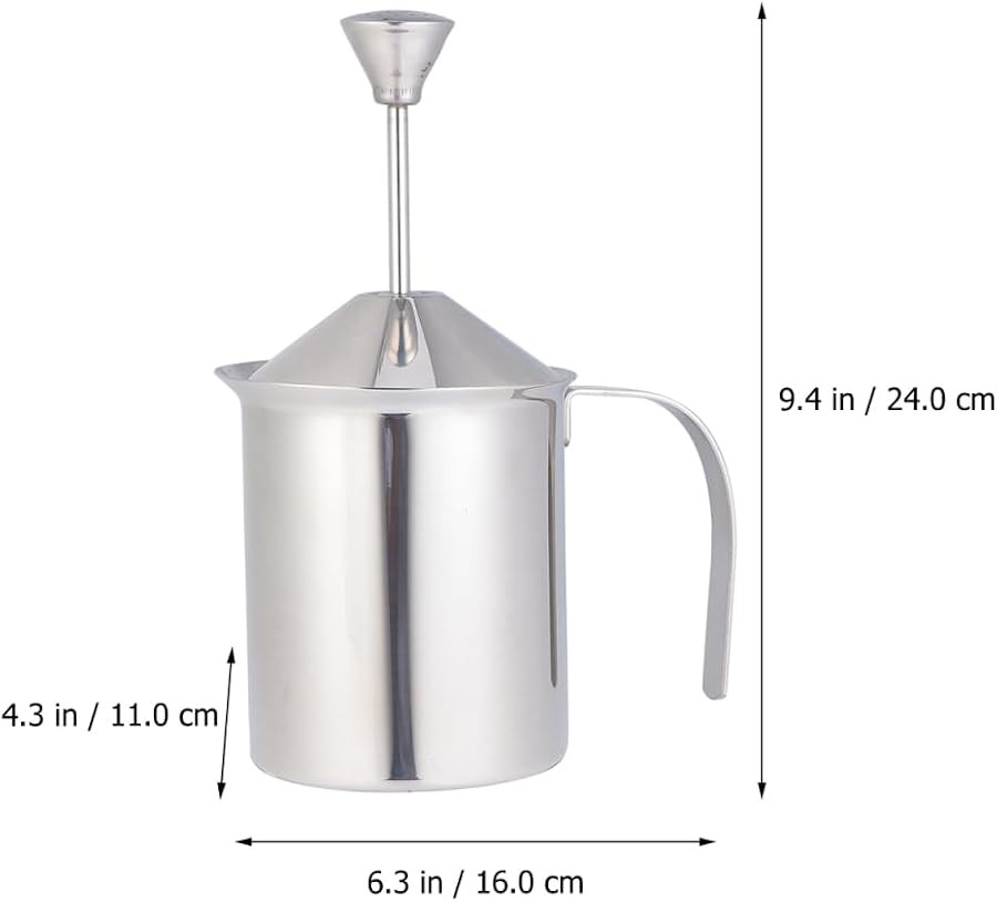 Manual stainless steel milk frother pitcher 800cc — photo 3