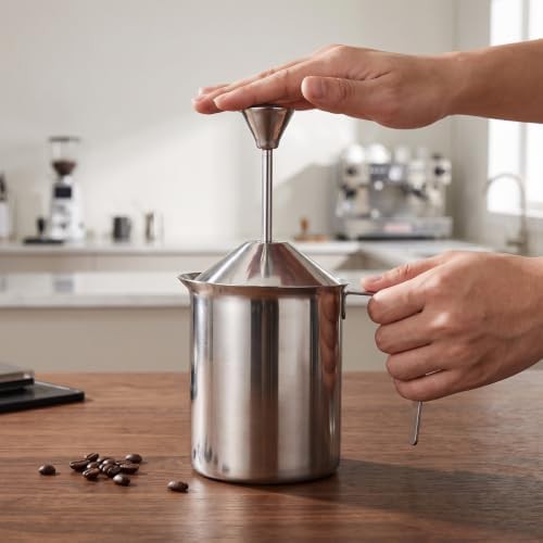 Manual stainless steel milk frother pitcher 800cc — photo 4