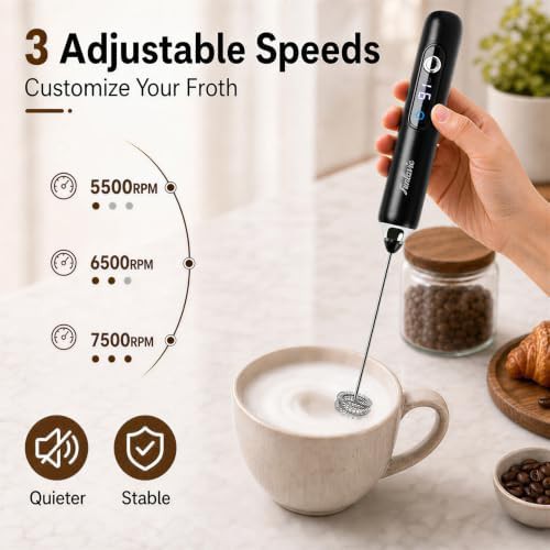 Rechargeable handheld frother wand with stand — photo 2