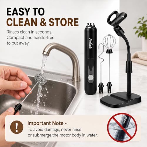 Rechargeable handheld frother wand with stand — photo 5