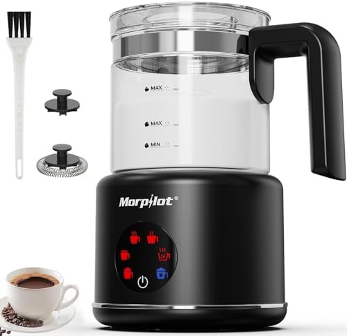 Large electric milk frother with glass pitcher