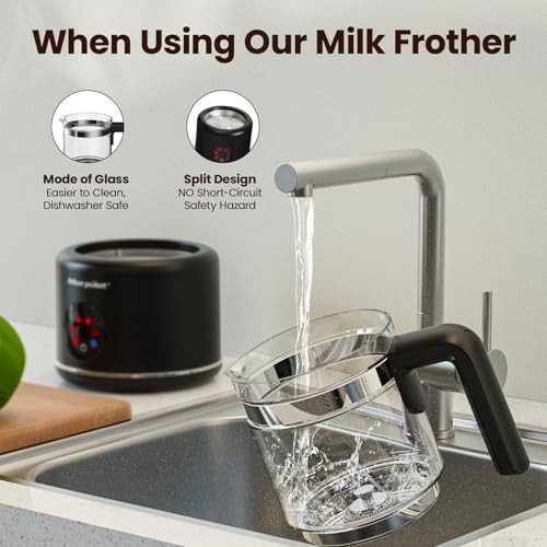 Large electric milk frother with glass pitcher — photo 4