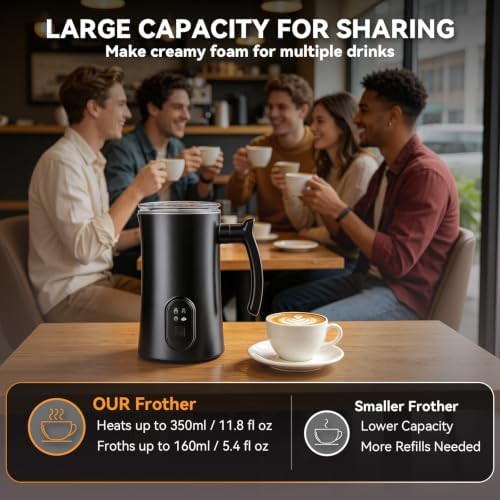 Black electric milk frother and steamer 4-in-1 — photo 4