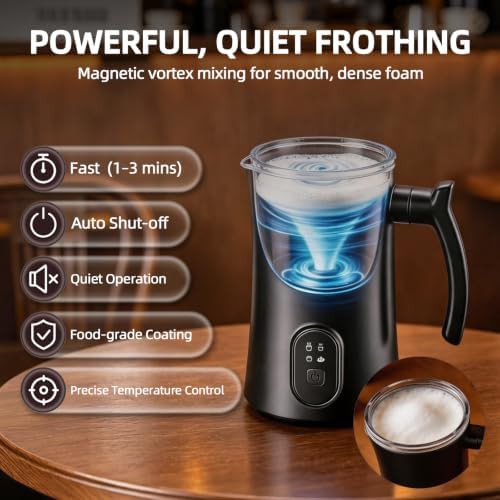 Black electric milk frother and steamer 4-in-1 — photo 5