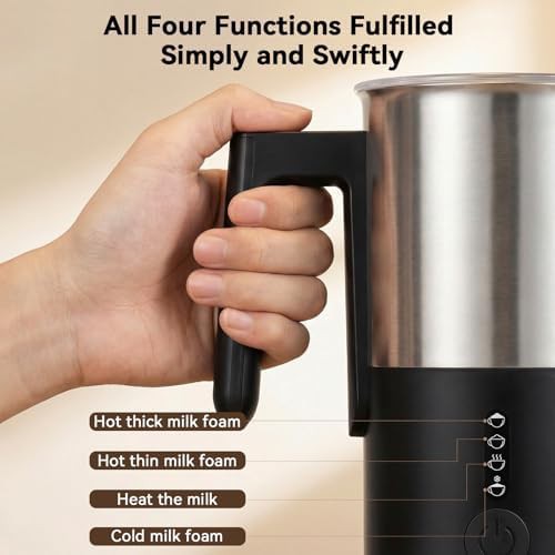 Compact electric milk steamer in black — photo 3