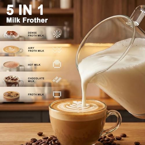 Black glass automatic 5-in-1 electric milk frother — photo 3