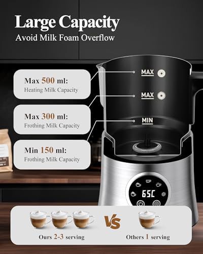 Large capacity dishwasher safe milk steamer 500ml — photo 5